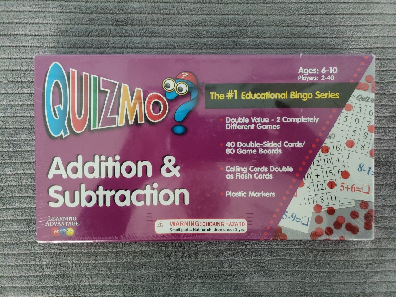 QUIZMO Addition & Subtraction Educational Bingo Game Flash Cards Learning NEW