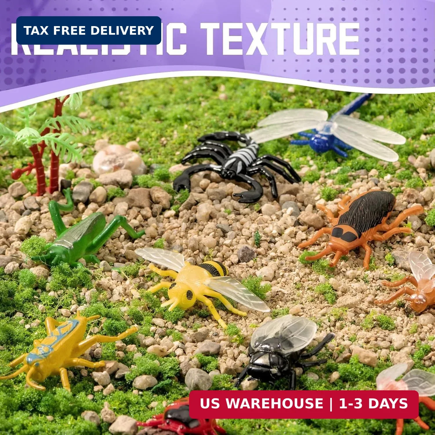 60 Piece Mini Insect Toys with Gift Box, Plastic Bug Figure for Kids, Fake Bug