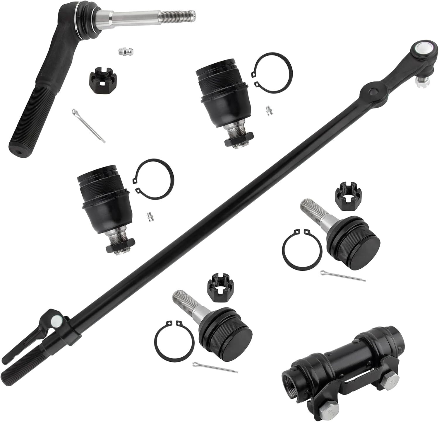 7Pc Suspension Kit Front Ball Joints + Outer Tie Rods + Adjusting Sleeves + Drag