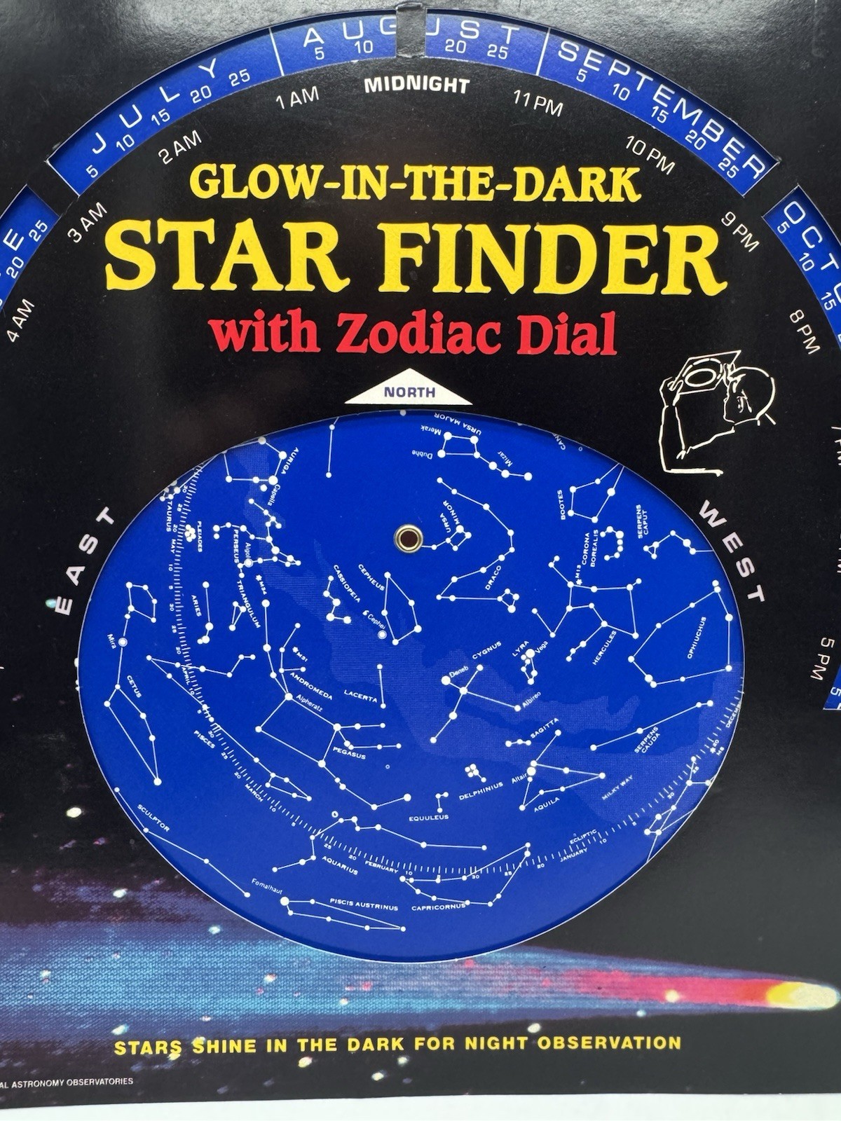 Vintage Glow In The Dark Star Finder Zodiac Dial Astronomy Night Sky Map 1995 US