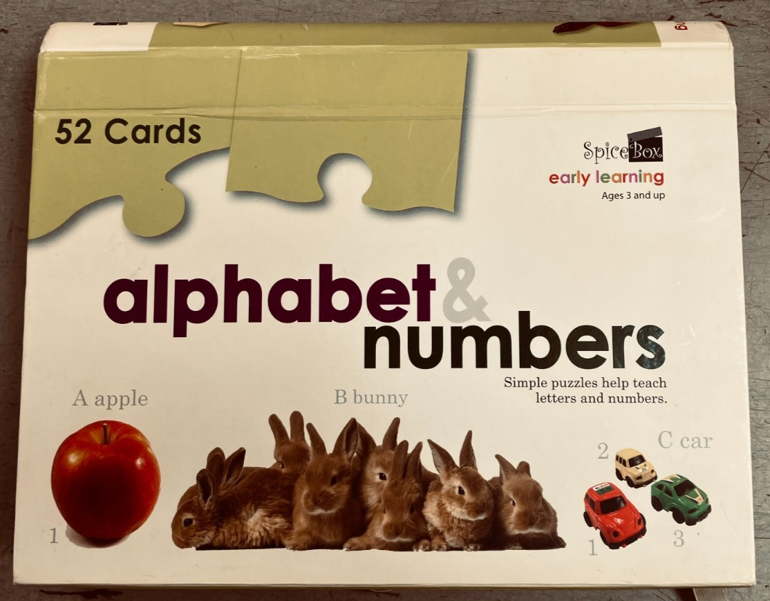 Spice Box Early Learning Alphabet & Numbers Ages 3+ 52 Cards Simple Puzzles