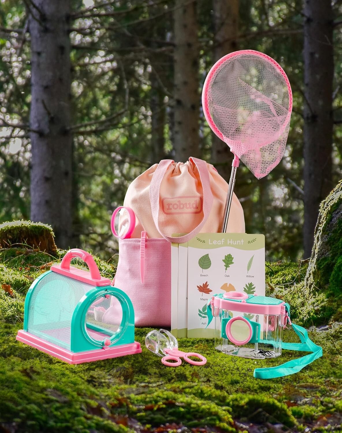 Robud Kids Bug Catching Kit Pink Outdoor Exploration Set Nature Explorer Kit