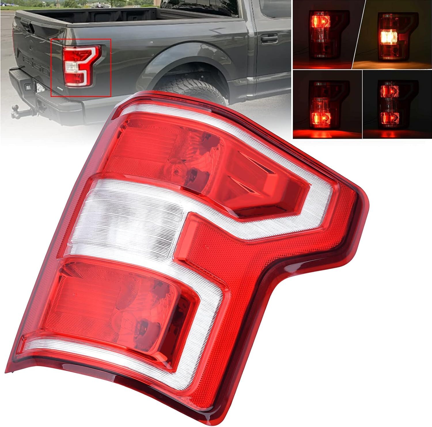 18-20 Ford F150 Tail Light Right Passenger Side Red Housing Brake Turn Signal &