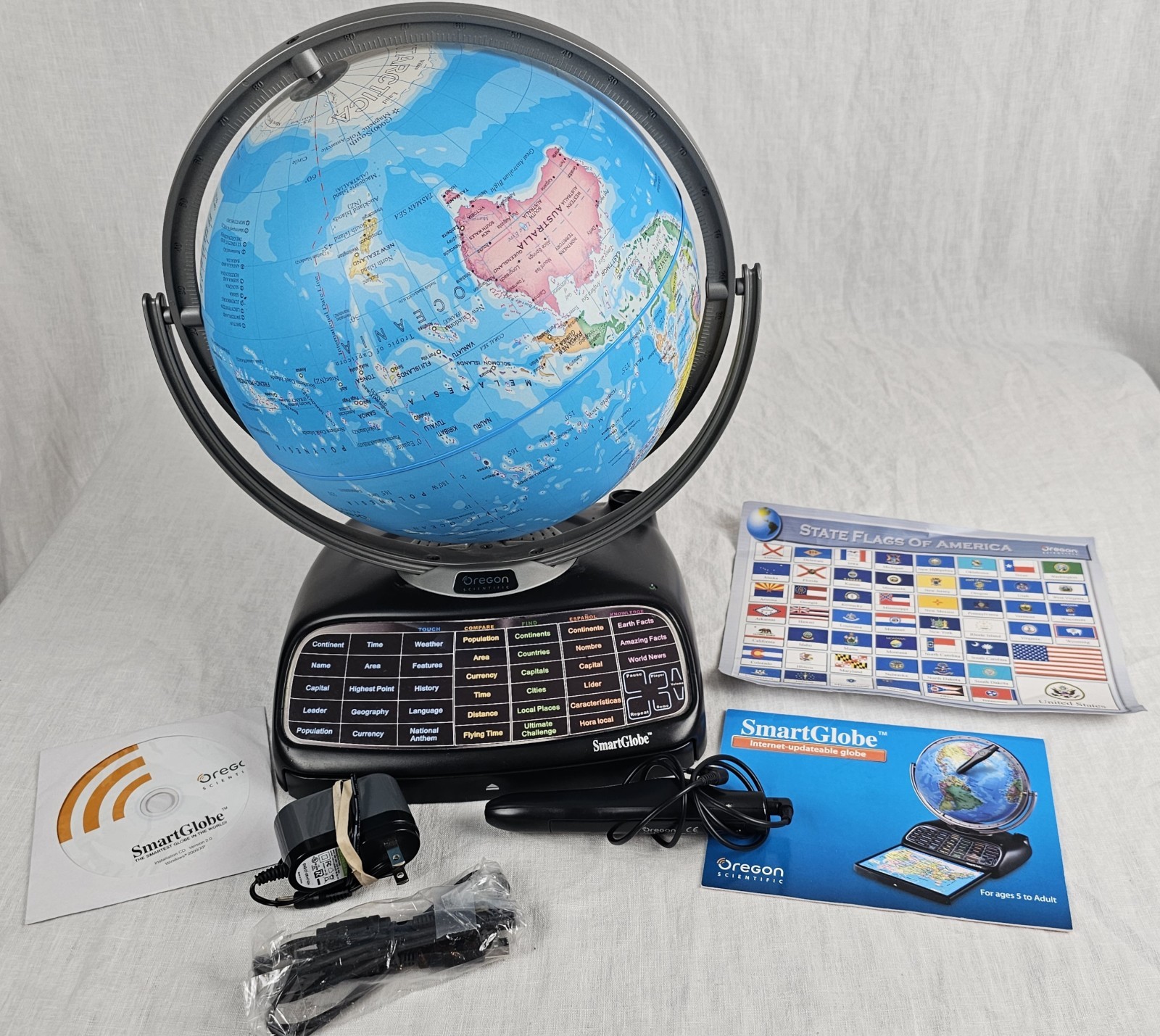 Oregon Scientific Smart Globe Deluxe & Stylus Pen Tested & Works Education