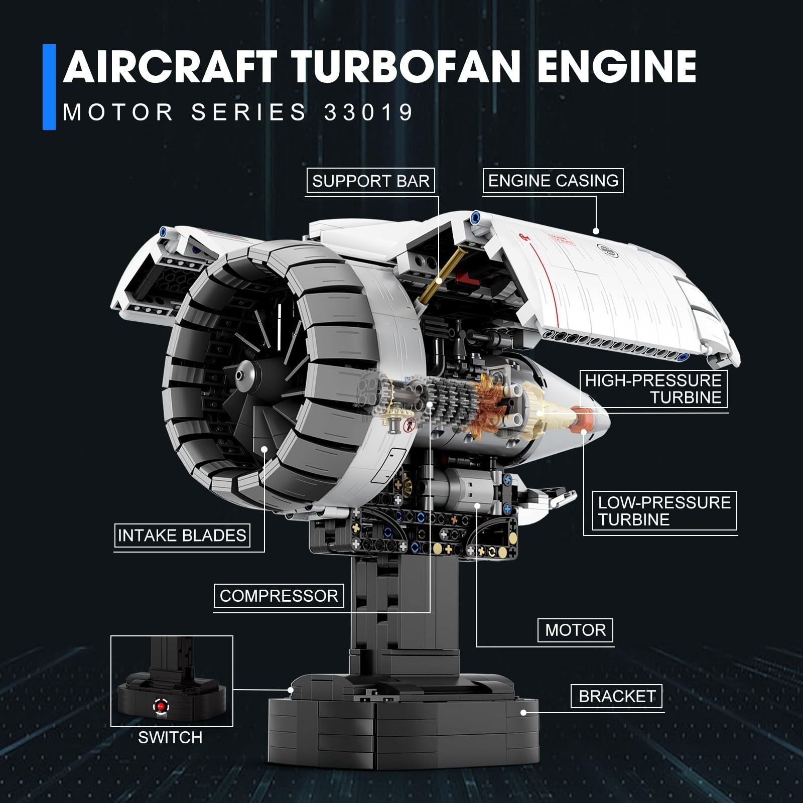 Reobrix Aircraft Turbofan Engine Building Sets, Engine Model Kit that Works, …