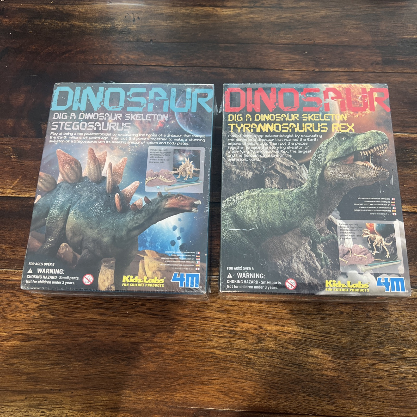 4M Kidz Lab Dig-A-Dino Seleton Tyrannosaurus And Stegosaurus Dinosaur Science