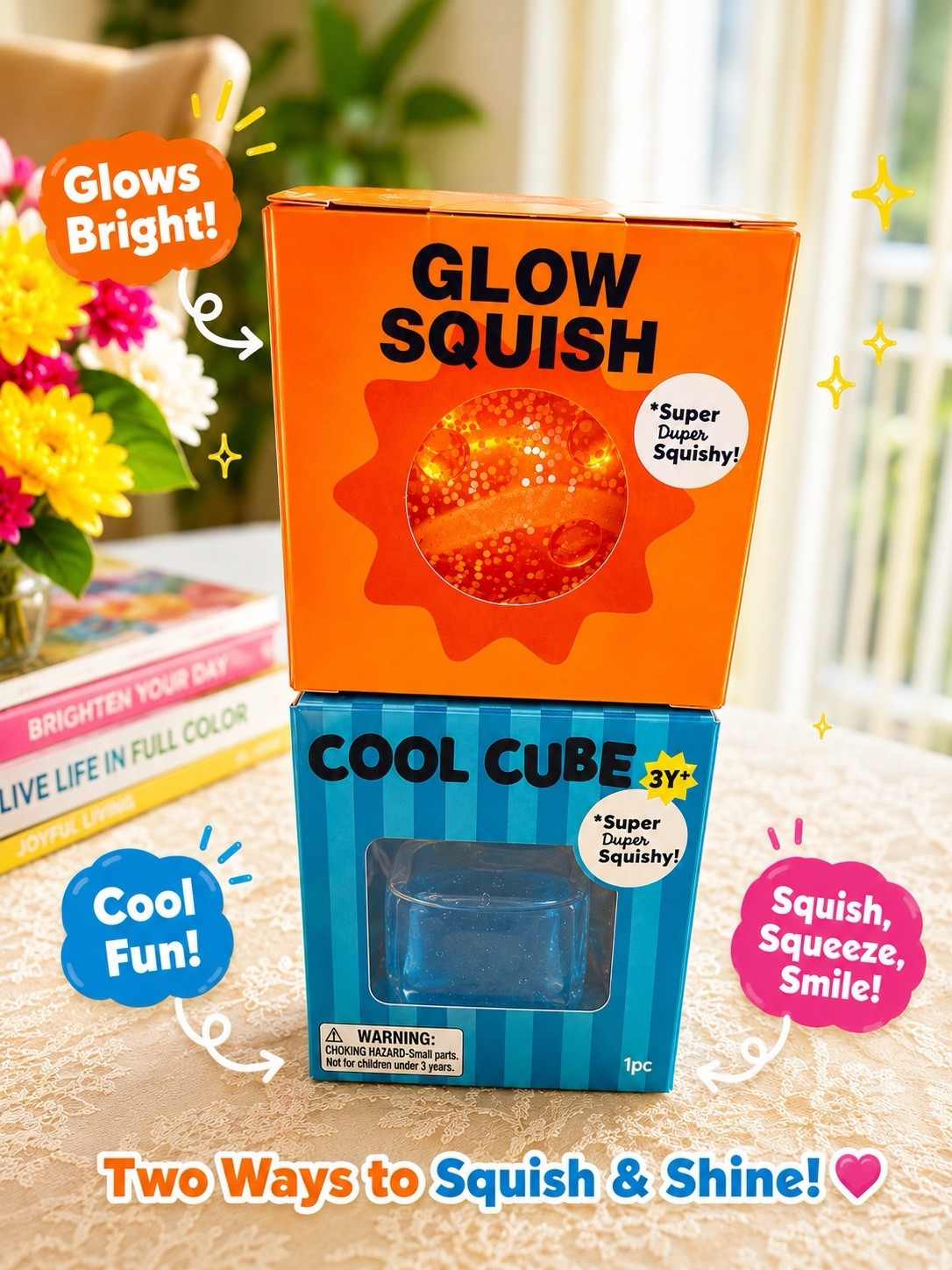 J’adore Glow in Dark Squish Glitter & Cool Cube
