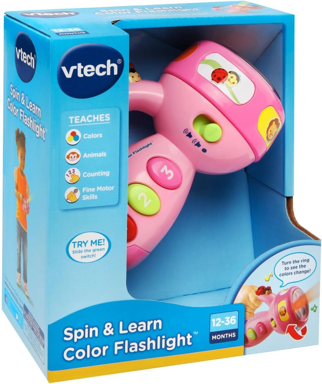 VTech Kids Pink Flashlight – Inspiring Color and Animal Recognition for Ages 1-3