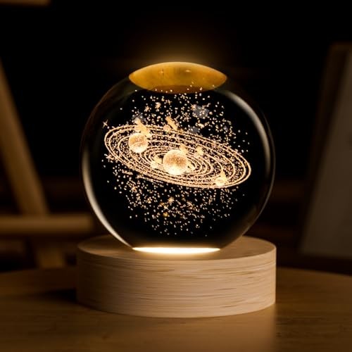 3D Crystal Ball, 2.4inch Universe Gifts Decorative Ball, Colorful Solar System