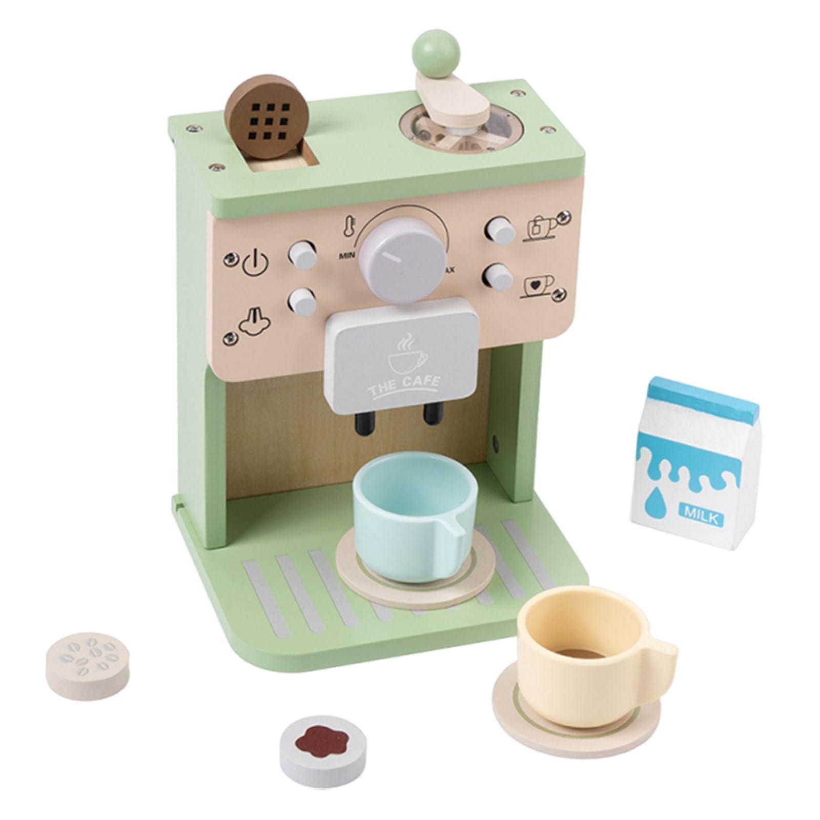 Wood Coffee Maker Playset Early Learning Pretend Play for Girls Boys Kids