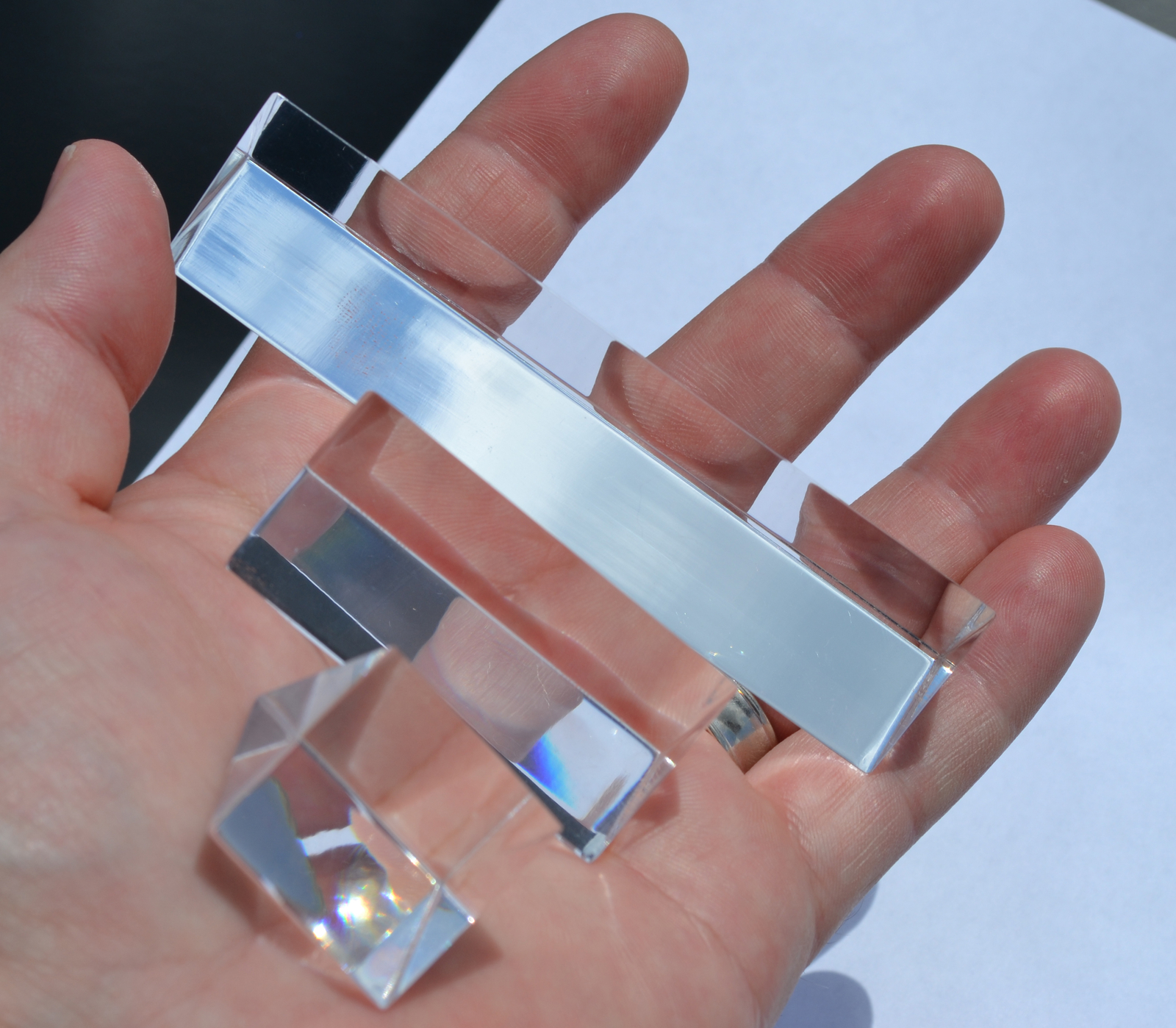 Equilateral Prisms, 3 Piece Set – 25, 50 & 100mm Lengths – Acrylic – Eisco Labs