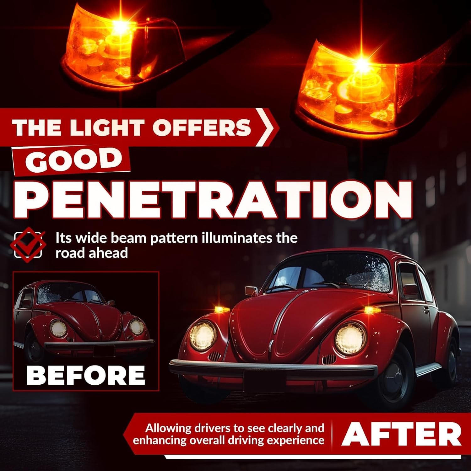 HX Turn Signal Light Assembly Compatible with 1970-1979 VW BUG Volkswagen