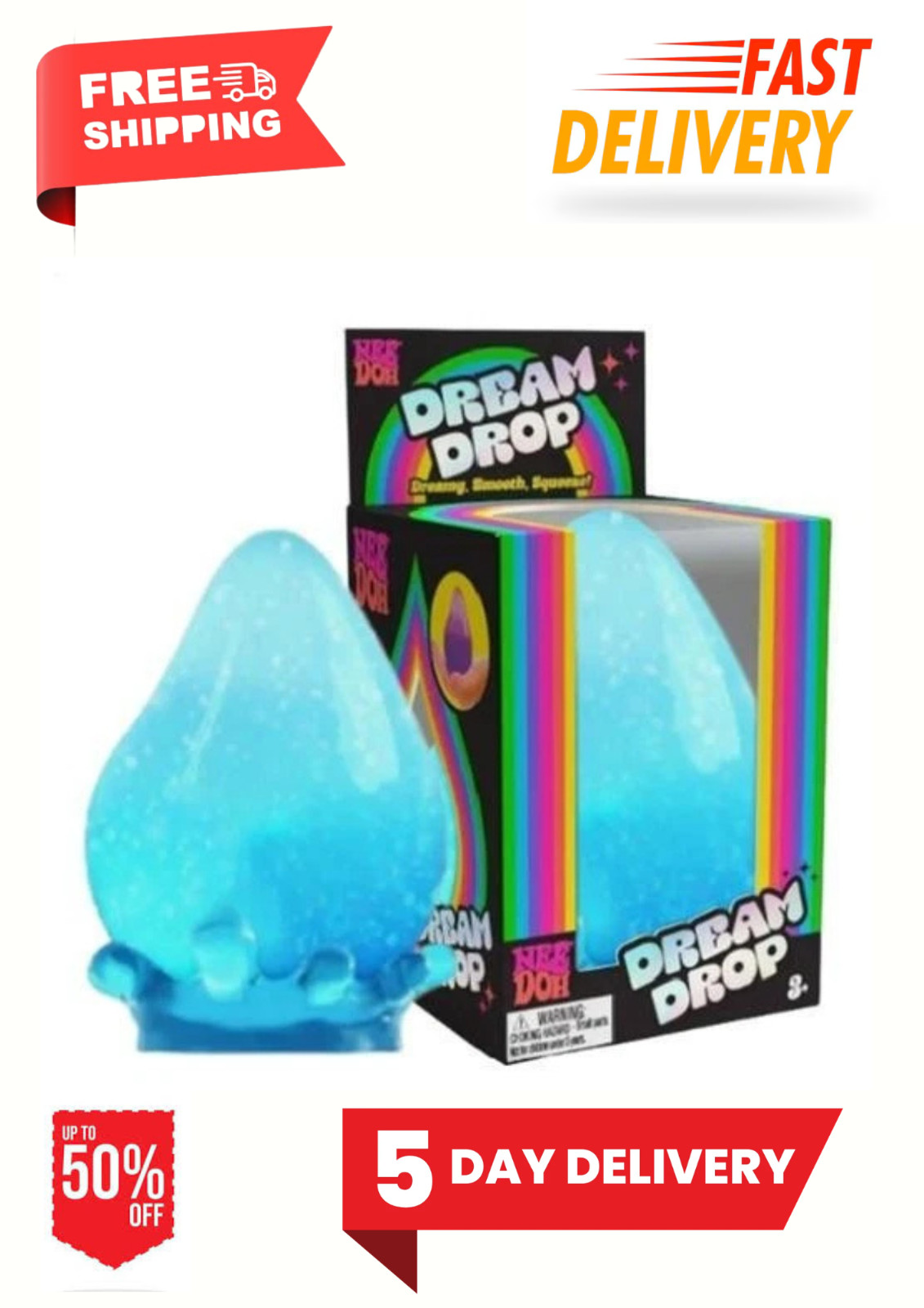Needoh Dream Drop Toy Super Solid Squish – 1 Pc Random Color