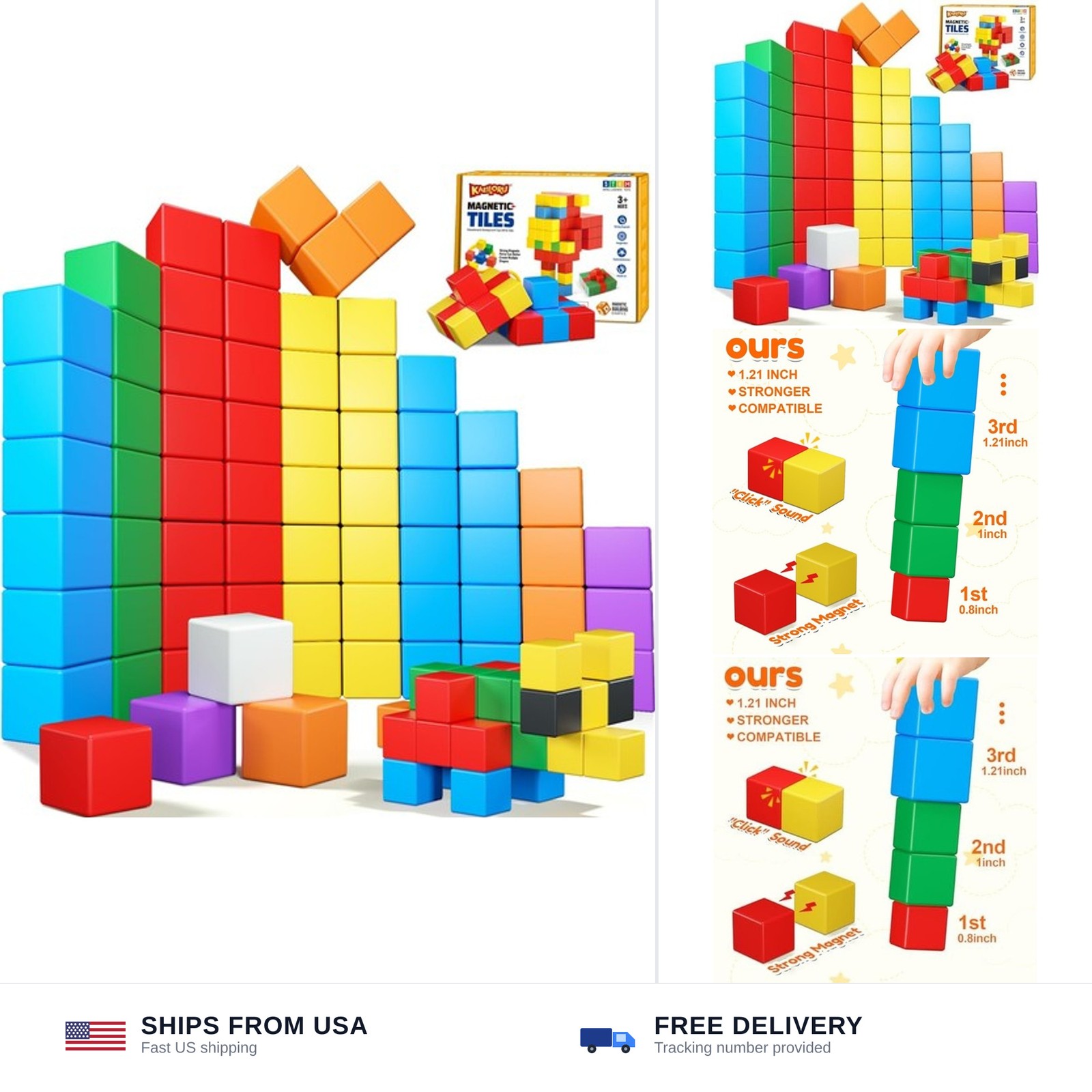 Magnetic Blocks,32PCS Magnetic Building Blocks for Toddlers Age 3-5 Magnet Cu…