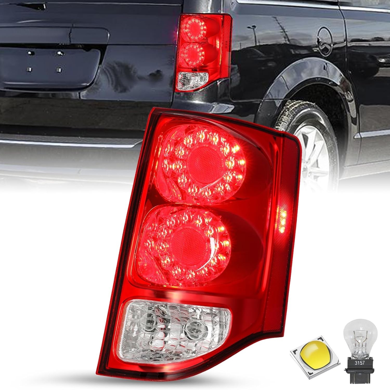 Fits for 2011-2020 Dodge Grand Caravan Tail lights Assembly LED & Halogen Brake