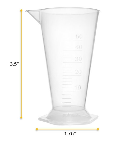 Conical Measure, 50ml – Polypropylene Plastic, Translucent – Eisco Labs