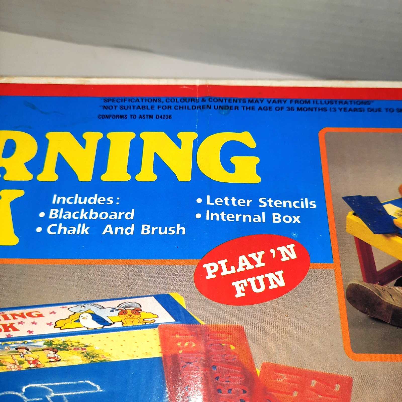 RARE Vintage Centre Toys Education Learning Desk w/Blackboard, Chalk, Stencils