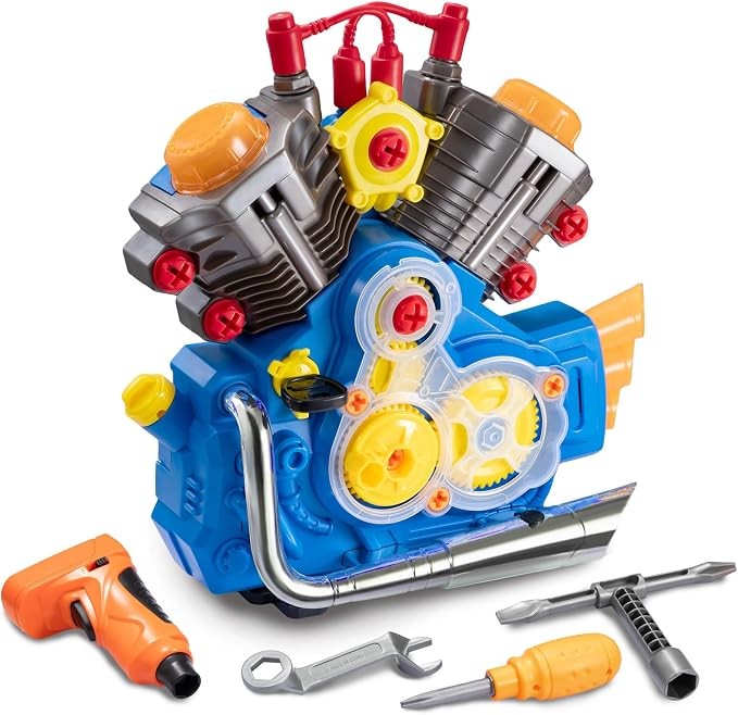 POFJOEQ Blue Engine Model Kit with Lights Sounds for Kids