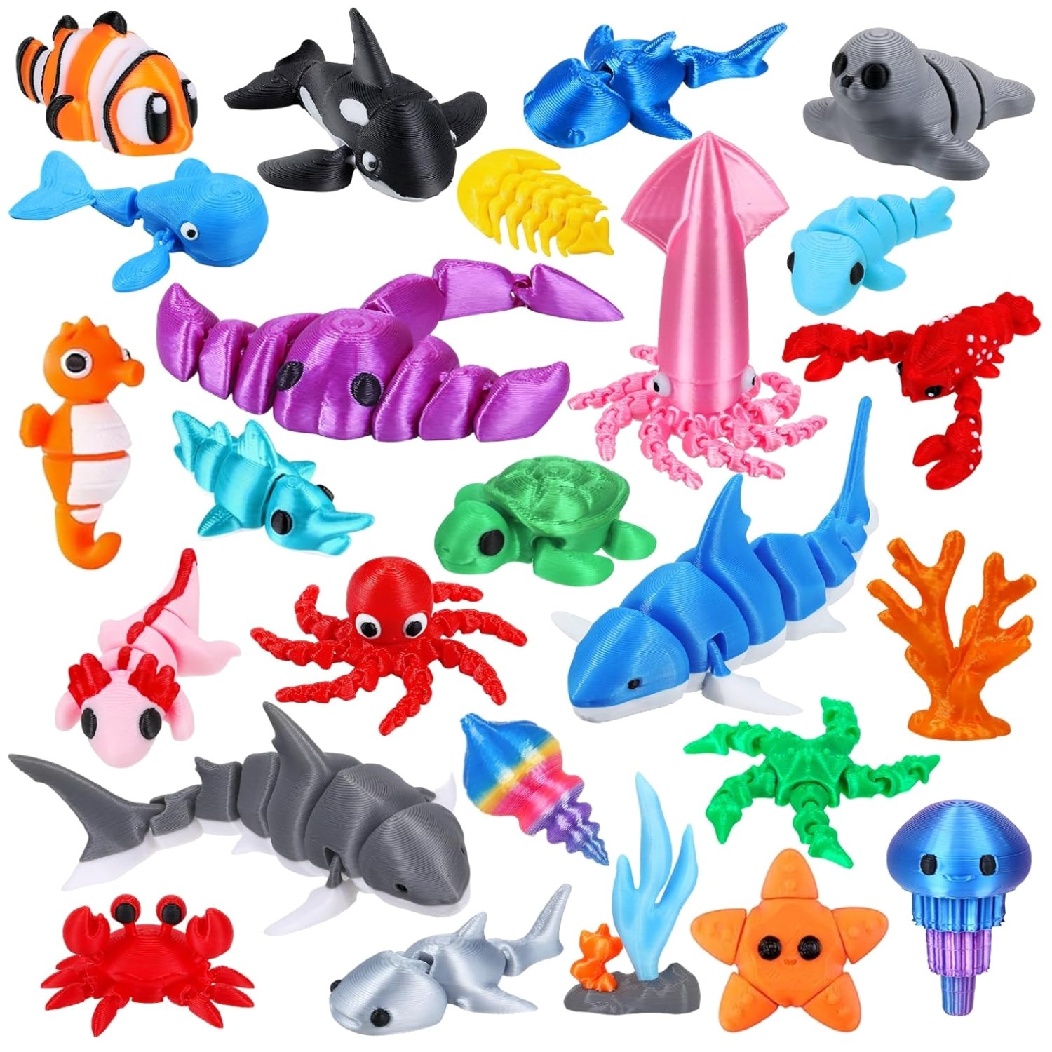 Ocean Animals Party Favors, 25 pcs Desk Pets Collection