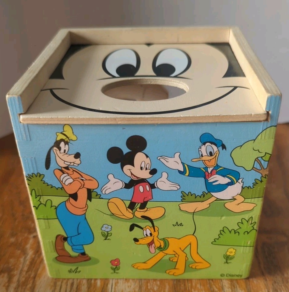 Melissa & Doug Disney Baby Mickey Mouse Wooden Shape Sorting Cube 8 Shapes