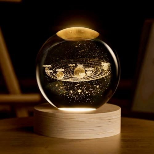 3D Crystal Ball, 2.4inch Universe Gifts Decorative Quartz Glass Solar System