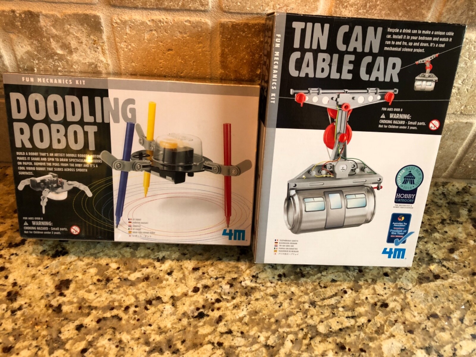 Fun Mechanics Kit Set Doodling Robot & Tin Can Cable Car NIB