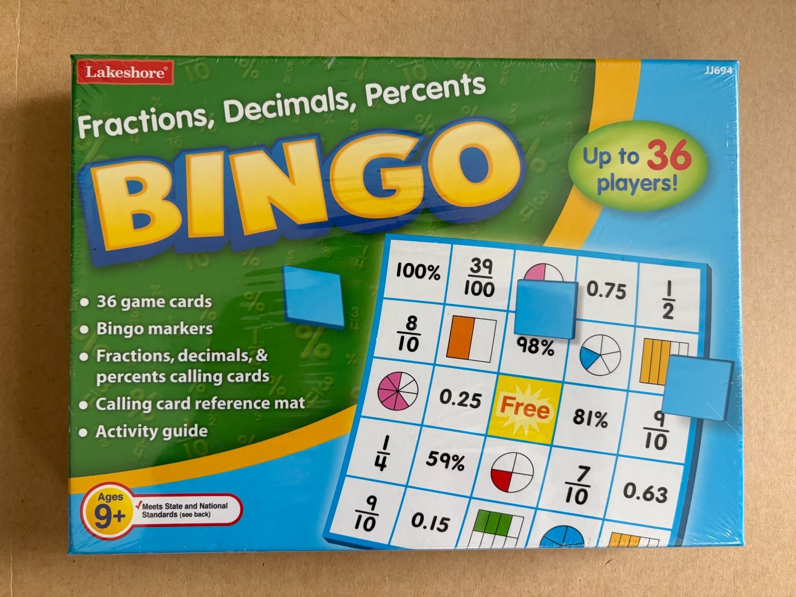NEW Sealed Lakeshore Bingo Fractions, Decimals, Percents Game #JJ694