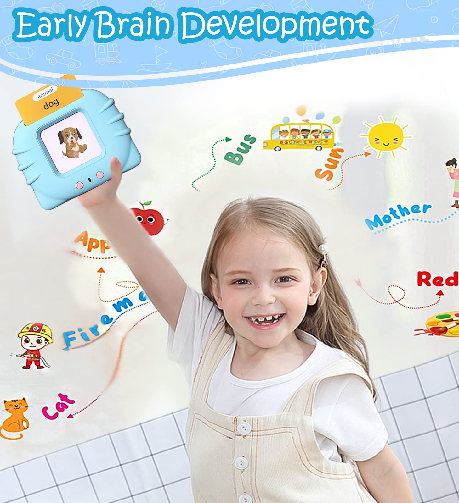 Talking Flash Cards for Toddler, Learning Toys Toddlers 1-3 Medium, Blue