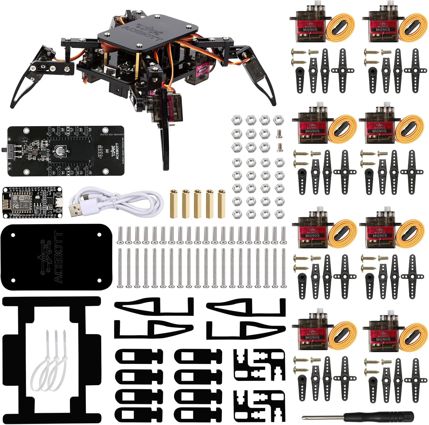 STEM Robotics Science Kits for Adults, ESP8266 Spider Robot Building Kit, App Re