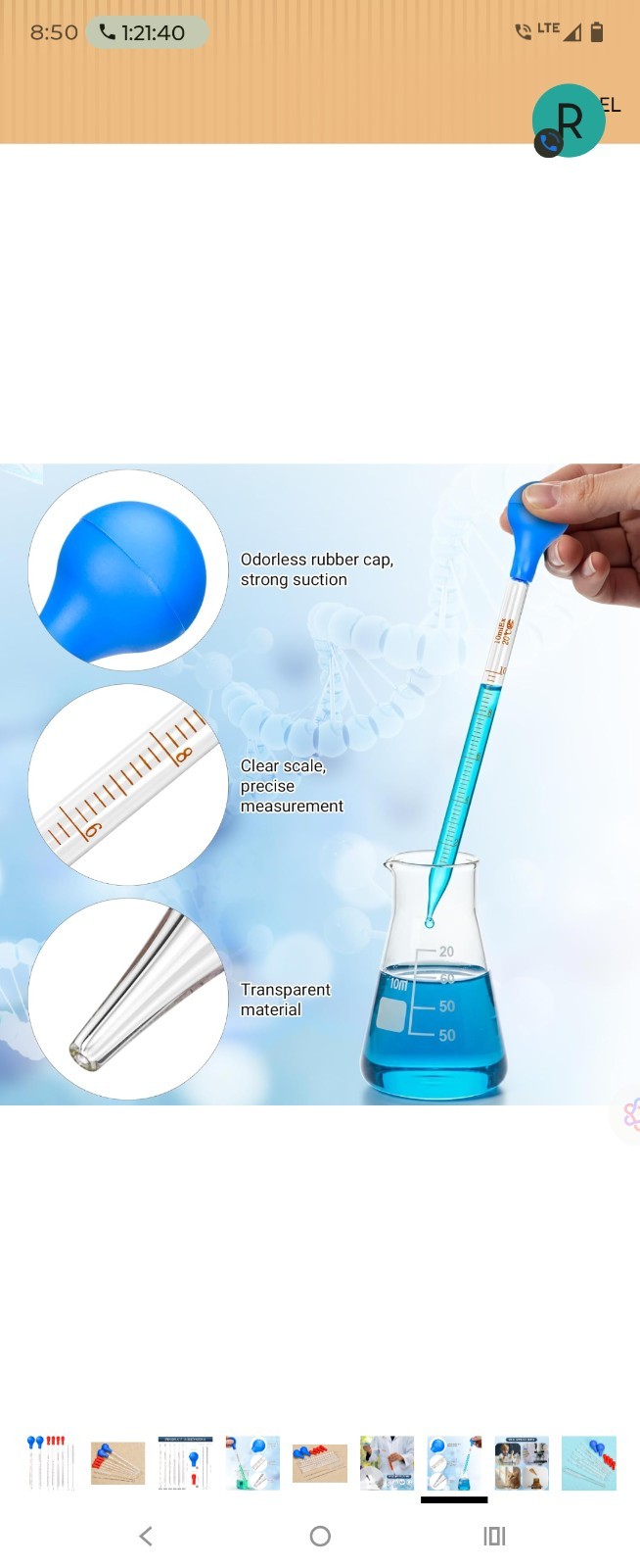 6 Pieces Glass Pipettes 10ml 5ml 3ml 2ml 1ml 0.5ml Glass Graduated Dropper Lab