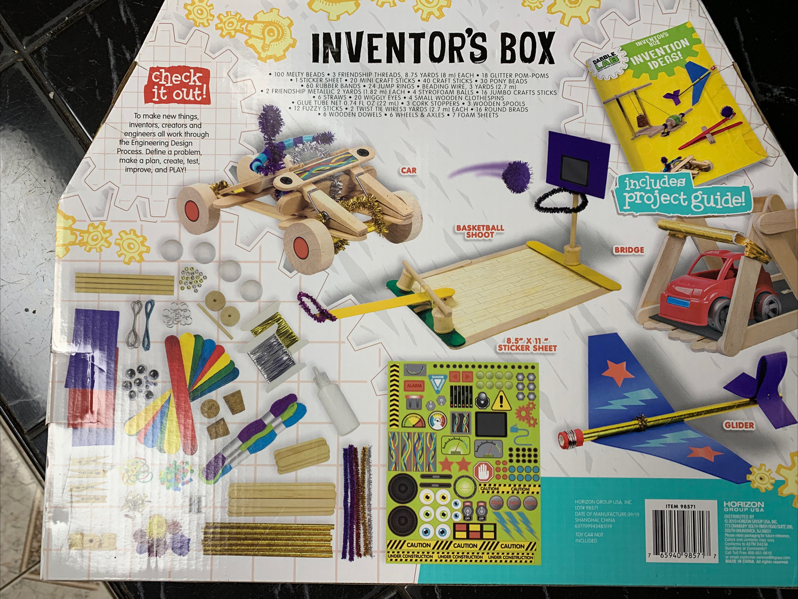 Dabble Lab Kids Inventors Box Fun Educational Crafts Ages 8 + 250 Pieces