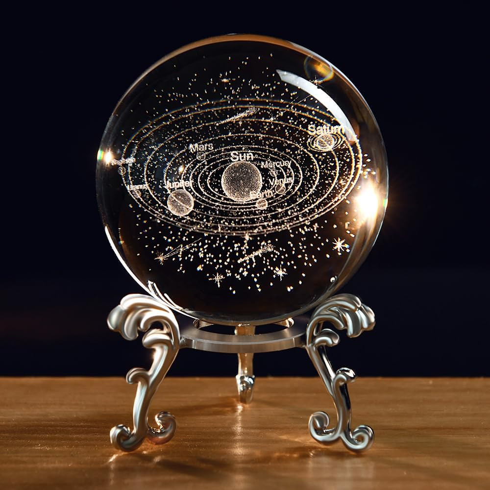 3D Solar System Crystal Ball Universe Gifts 60Mm Glass Astronomy Globe Decor Sci