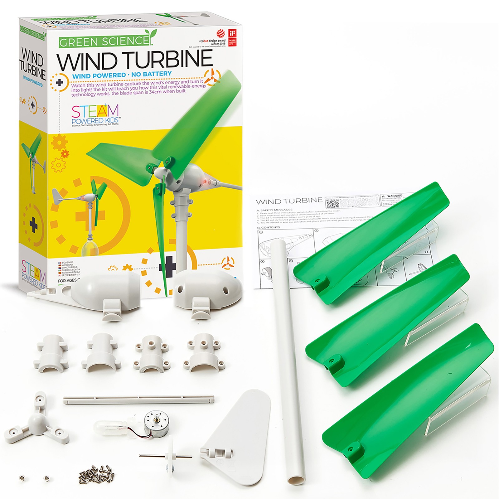 4M: Green Science – Wind Turbine – DIY Functional Turbine Kit, Kids 5+