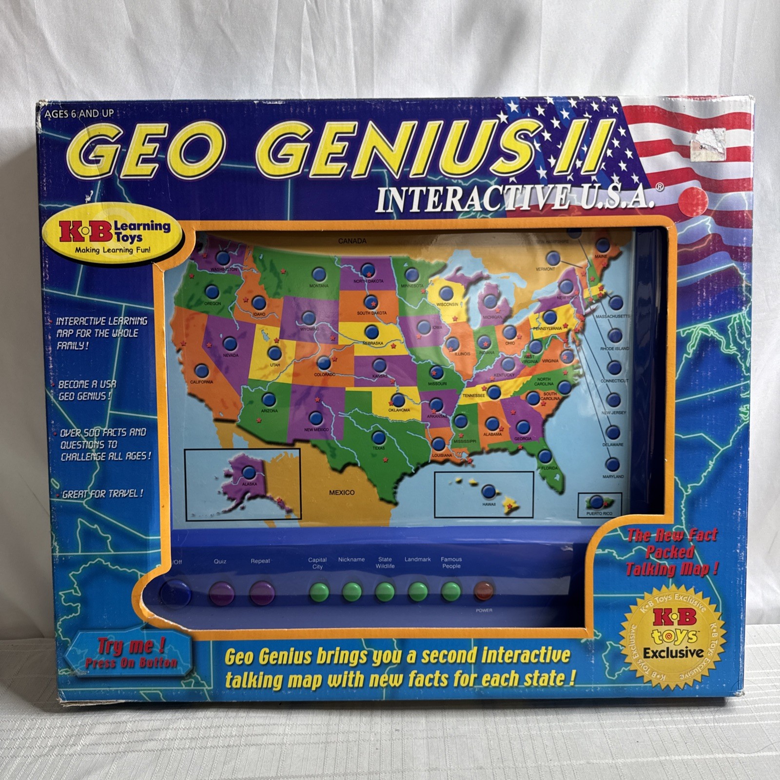 Geo Genius II Interactive USA Map Educational Kids Toy #102 VINTAGE 2000 NEW