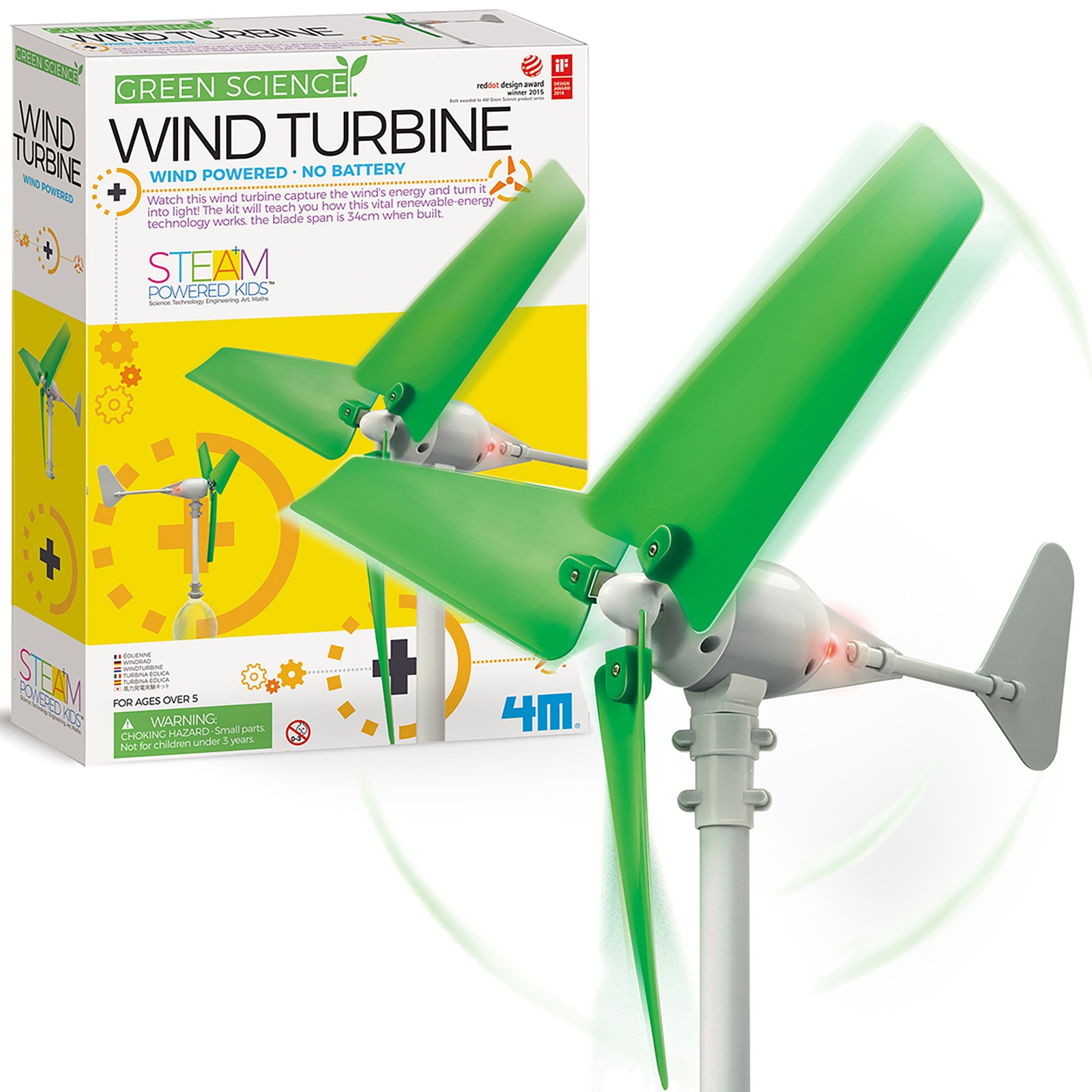 4M: Green Science – Wind Turbine – DIY Functional Turbine Kit, Kids 5+