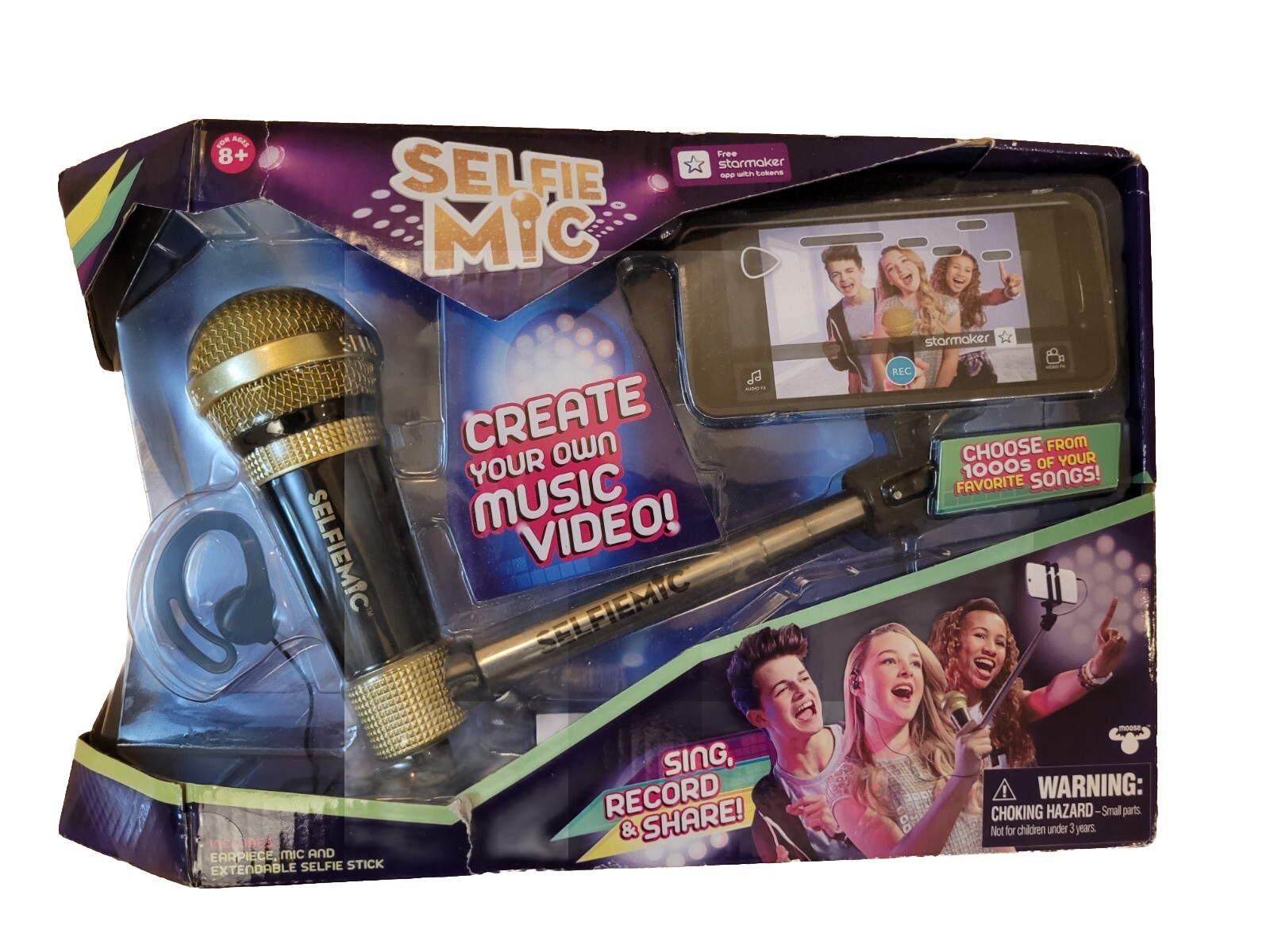 Moose Brand Selfie Mic – Sing, Record & Share! Kids Musical Toy Karaoke