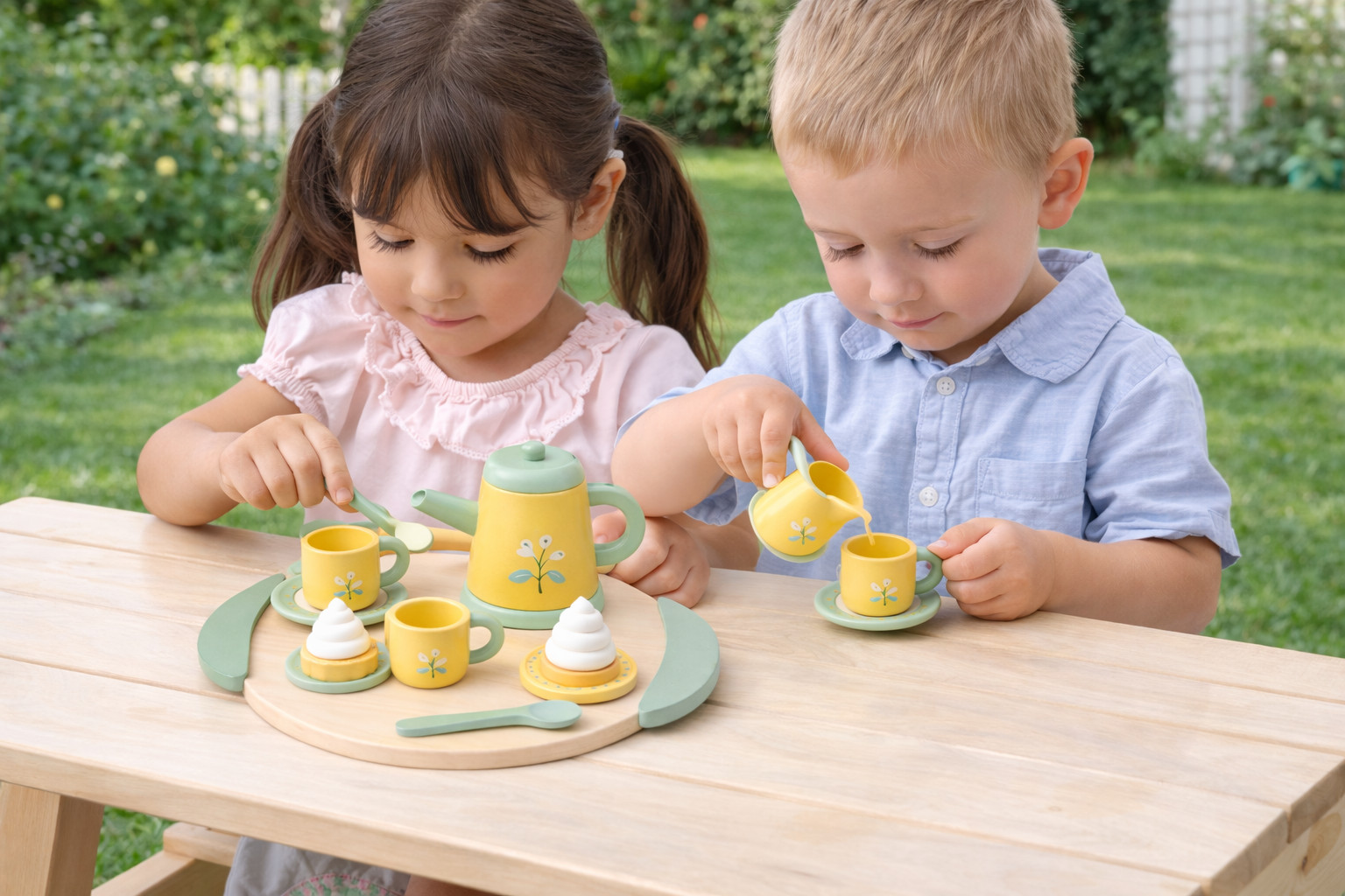 Montessori Wooden Tea Set for Kids | Pretend Play Kitchen Toy | Toddler Gift