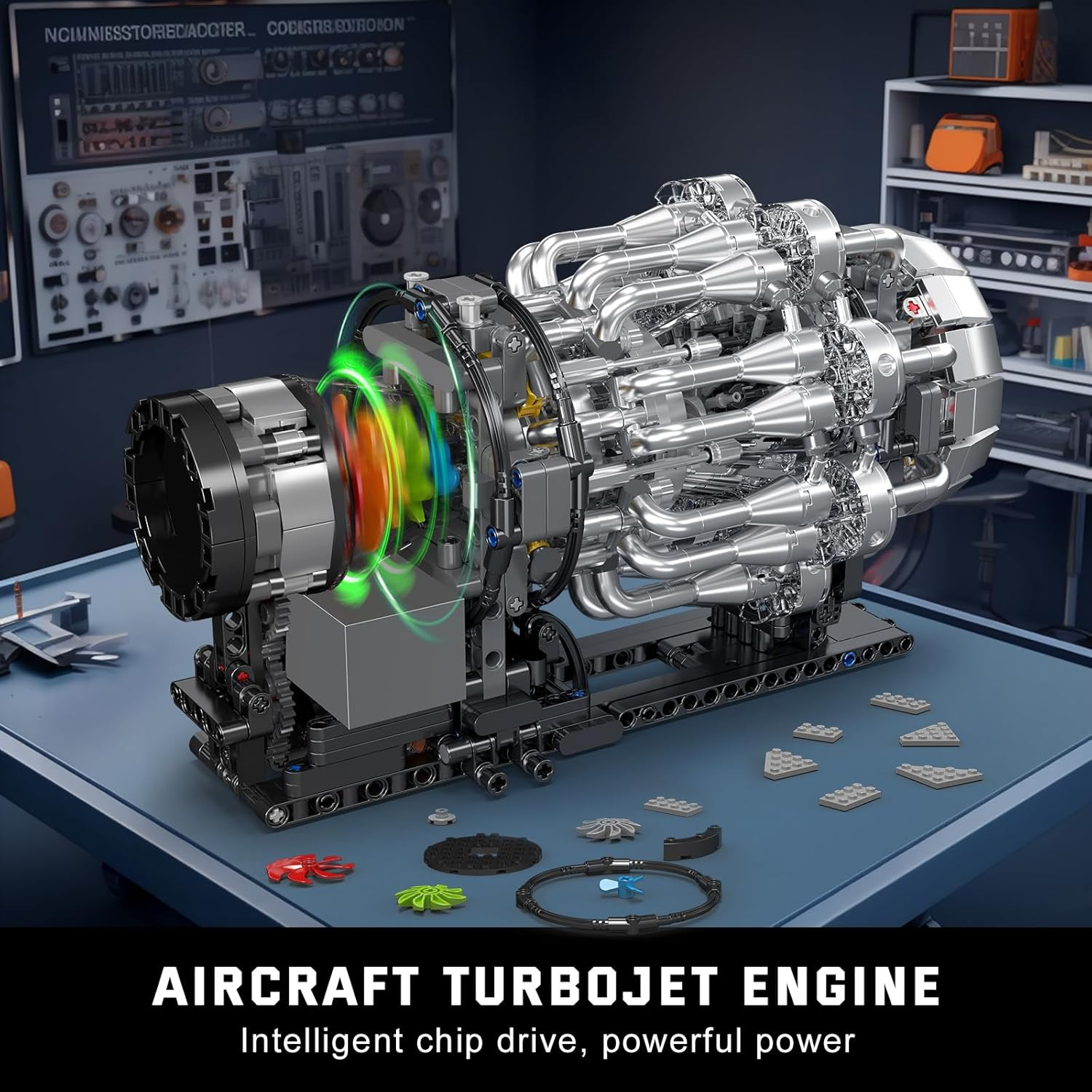 10216 Turbojet Engine Building Sets, Mechanical Aviation Aircraft Engine Model K
