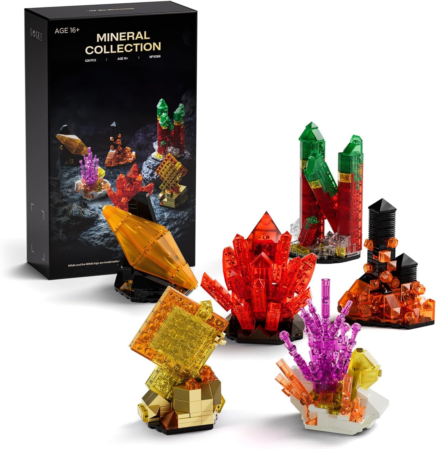 Nifeliz Rock Building Set for Adults, 6 Geology-Inspired Mineral Models, Hands-O