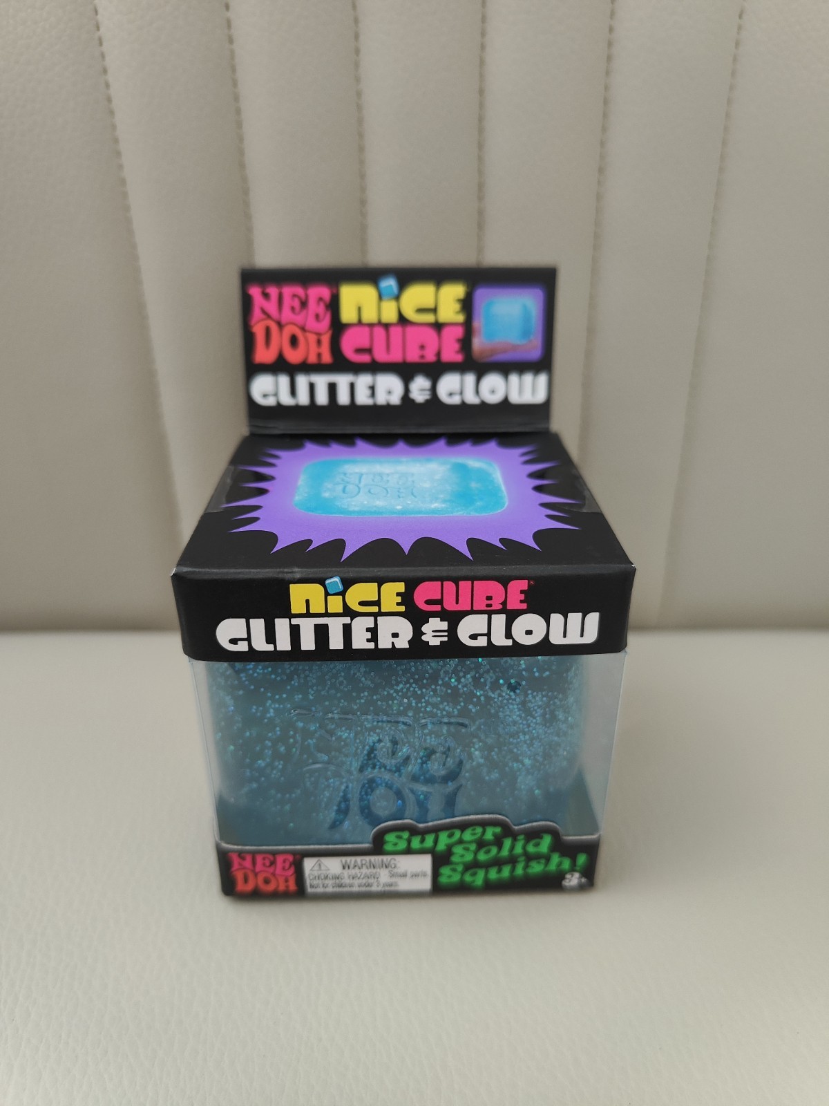 NeeDoh Glitter & Glow Blue Nice Cube Squeezy Toy *NEW* SHIP FAST!