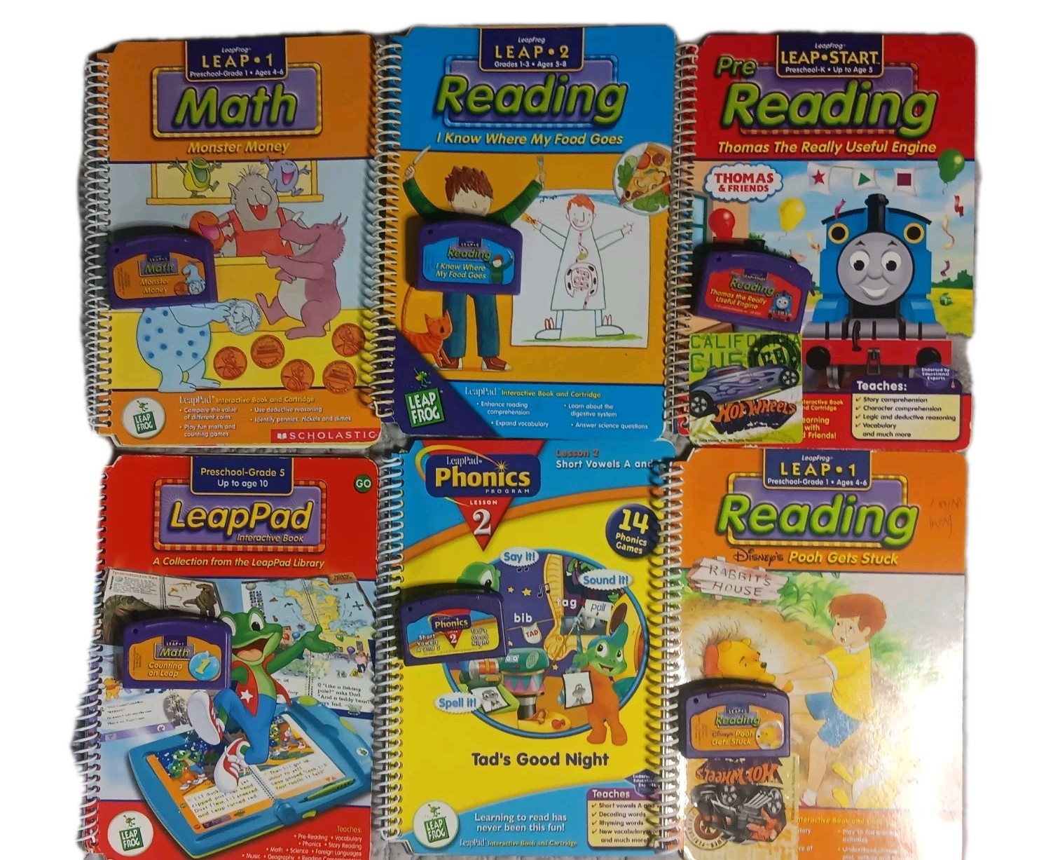 leapfrog leappad books Lot Of 6 Books And 6 Cartridges Clean Working Condition