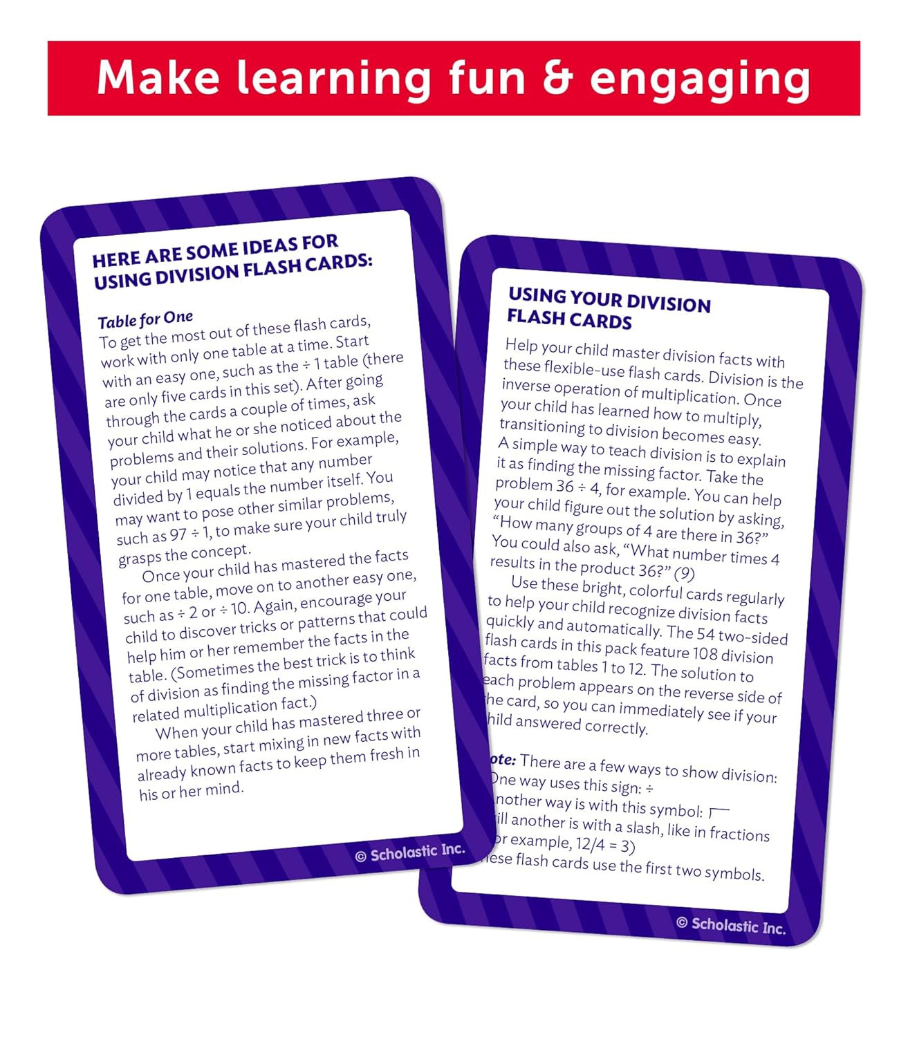 Division Flash Cards