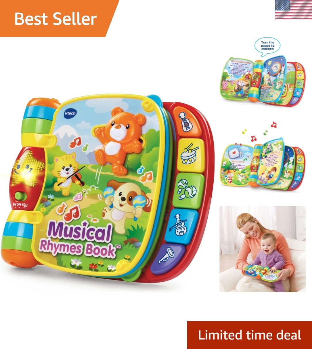 Interactive Musical Nursery Rhymes Book for Kids 6 Months – 3 Years Old