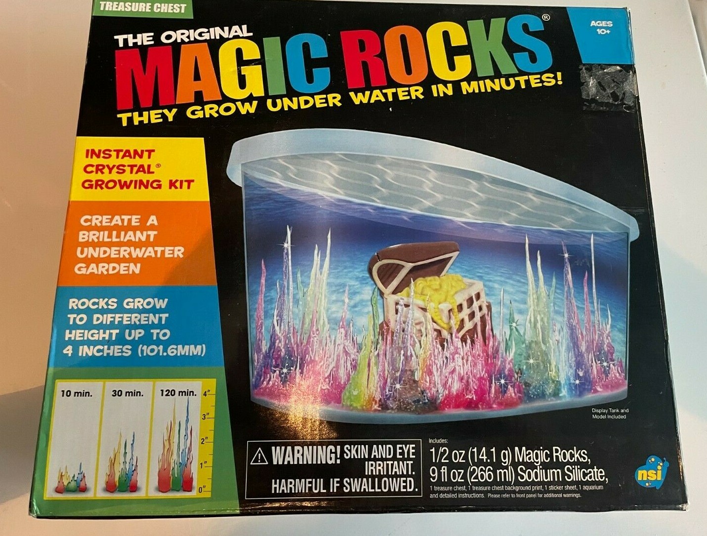New MAGIC ROCKS TREASURE CHEST The Original Crystal Growing Under Water 10+ Yrs