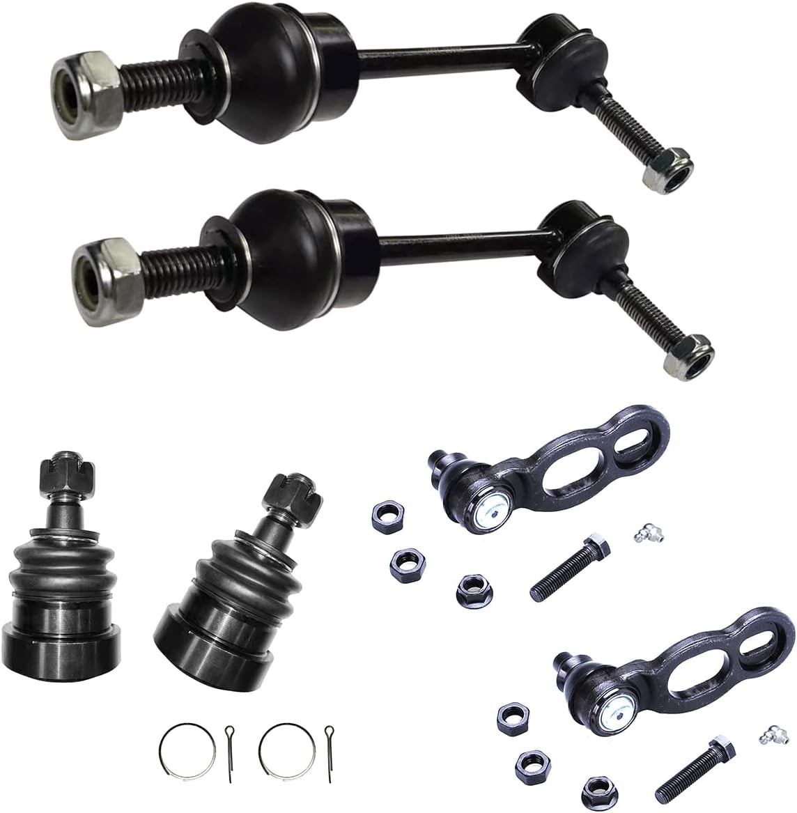 6pc Front Upper Lower Ball Joints + Front Sway Bar Link Kit K8953 K8678 K8685