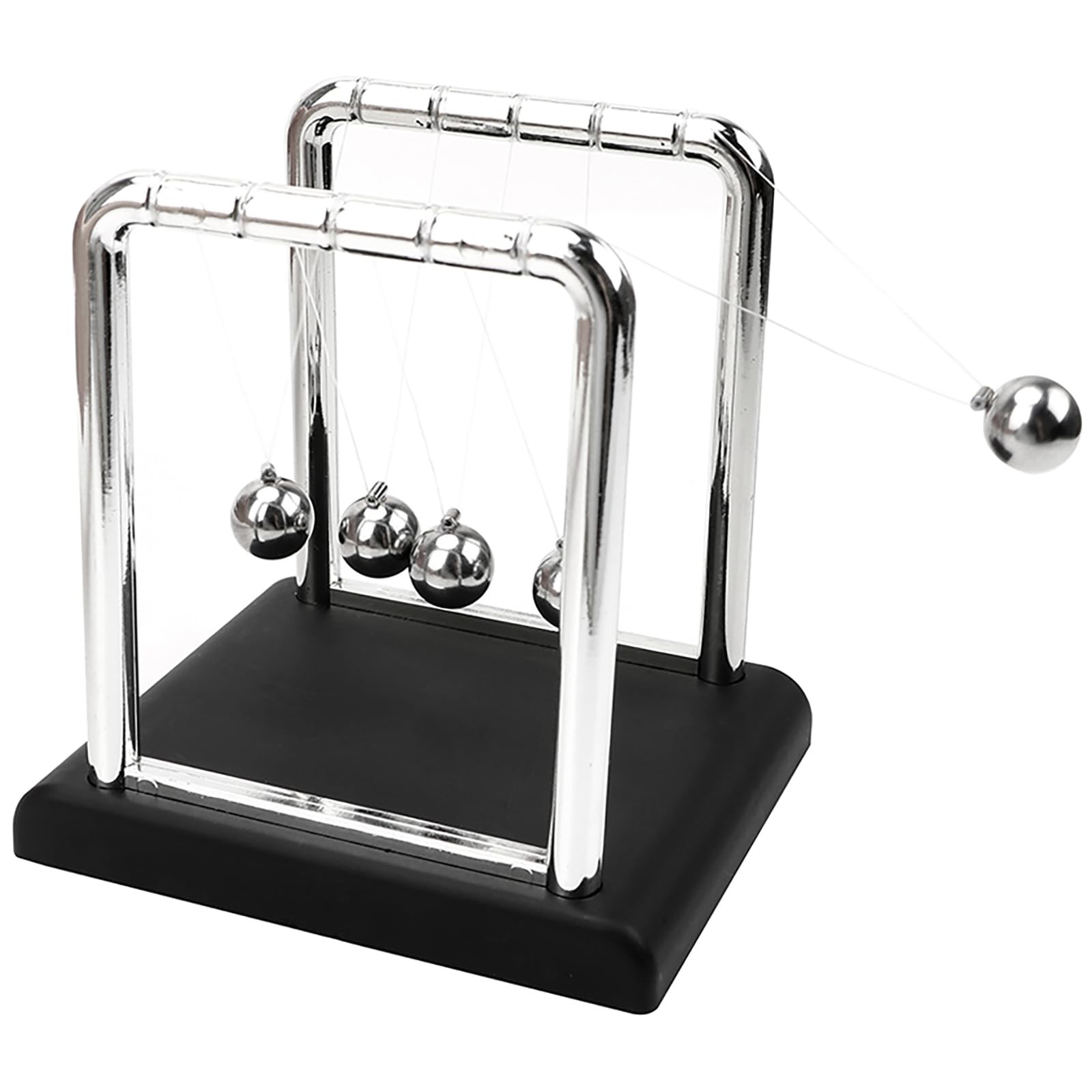 Newtons Cradle Balance Balls Large Black Desk Sculpture and Physics Toy Decor