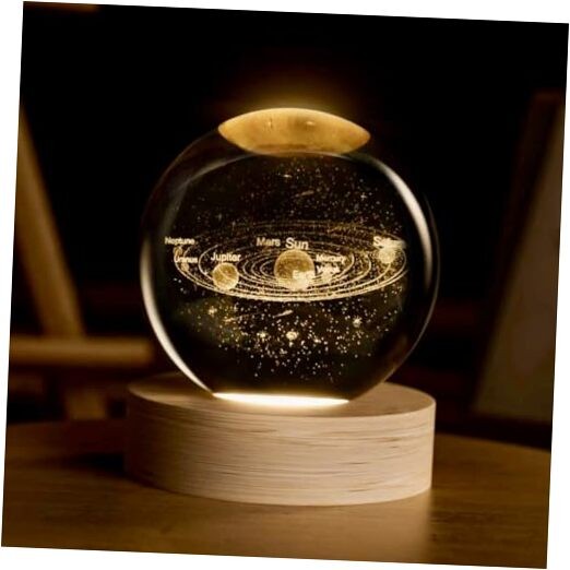 3D Crystal Ball, 2.4inch Universe Gifts Decorative Ball, Colorful Solar System