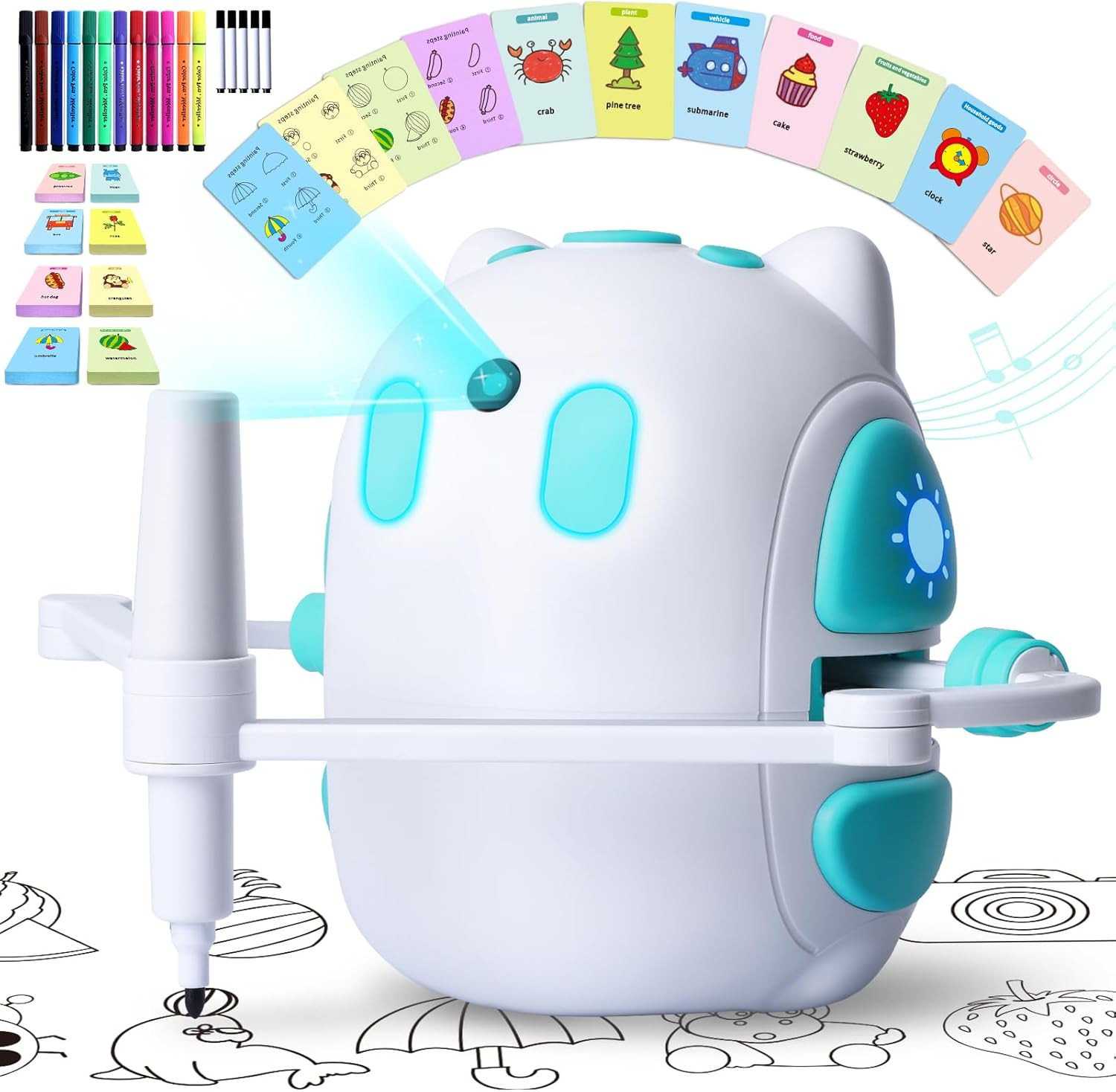 Drawing Robot for Kids 150 Cards Smart Voice Interactive Montessori Painting Toy