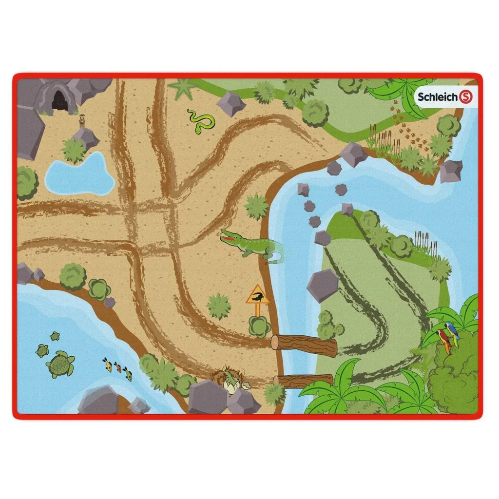 SCHLEICH Wild Life Playmat for Animals – Lions Crocodile 52.4 x 36.2 x 0.2 inch