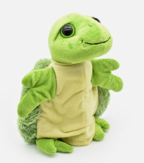 Sea Turtle, Puppet, Big Eyes, Very Nice Plush Animal 12″ Green